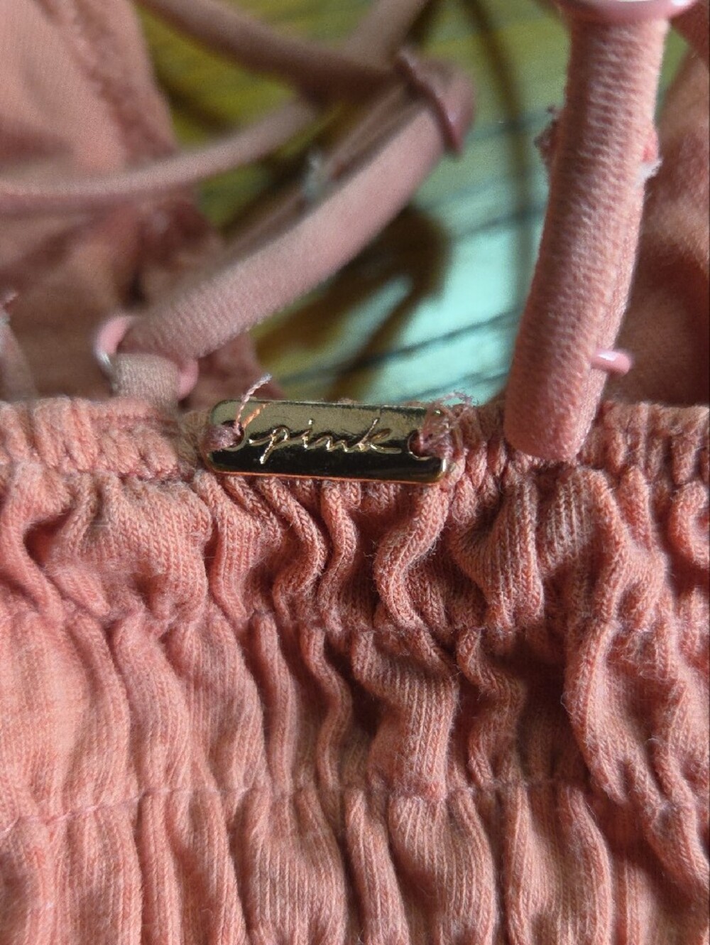 PINK Victoria's Secret Coral Smocked Bralette - Picture 3 of 7